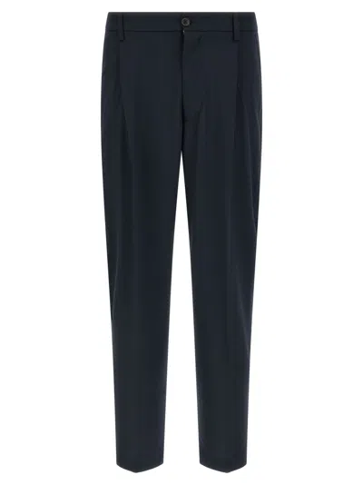 Department Five Black Flat Front Pants In Blue