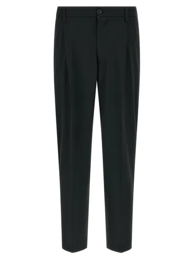 Department Five Black Flat Front Pants In Black
