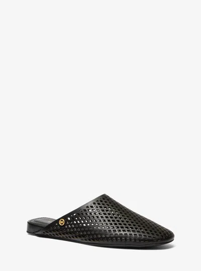 Michael Kors Cady Perforated Leather Mules In Black