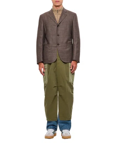 Junya Watanabe Cargo-style Single Breasted Blazer With Utilitarian Pockets In Burgundy
