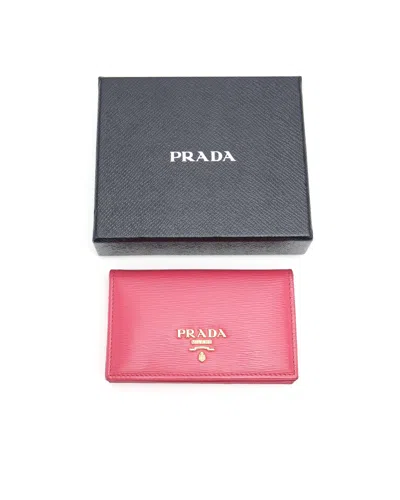 Prada Flap Card Holder In Red