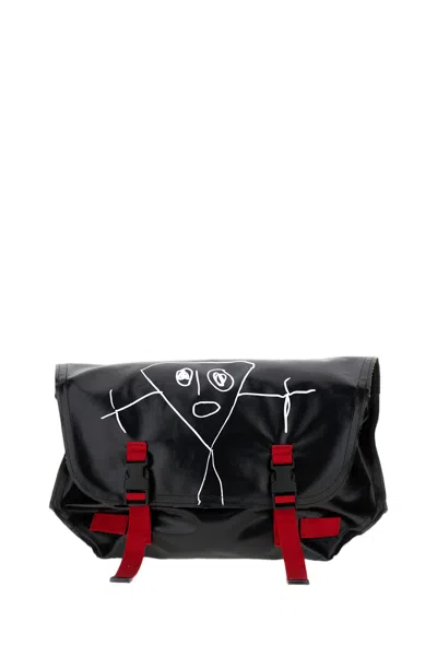 Plan C Medium Shopper Bag With Buckle Closure And Abstract Graphic In Purple