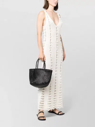 Dragon Diffusion Rectangular Beach Bag Woven Texture Double Handles In Black