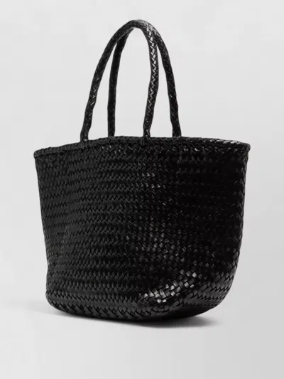 Dragon Diffusion Rectangular Beach Bag Woven Texture Double Handles In Black