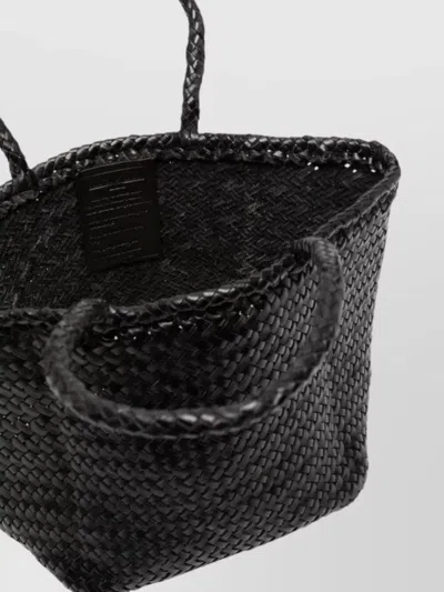 Dragon Diffusion Rectangular Beach Bag Woven Texture Double Handles In Black