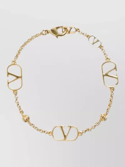 Valentino Garavani Mini Gold-tone Chain With Knurled Sphere And Signature Detail In Gold