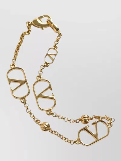 Valentino Garavani Mini Gold-tone Chain With Knurled Sphere And Signature Detail In Gold