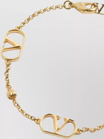 Valentino Garavani Mini Gold-tone Chain With Knurled Sphere And Signature Detail In Gold