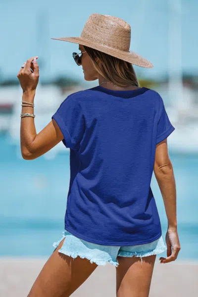 Cupshe Authentic Blue Tee In Multi