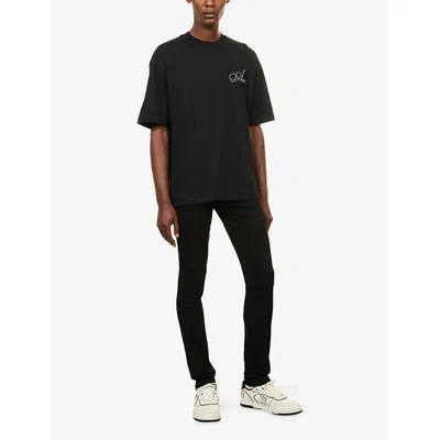 Amiri Mens Black Crystal Script-logo Cotton-jersey T-shirt In Black
