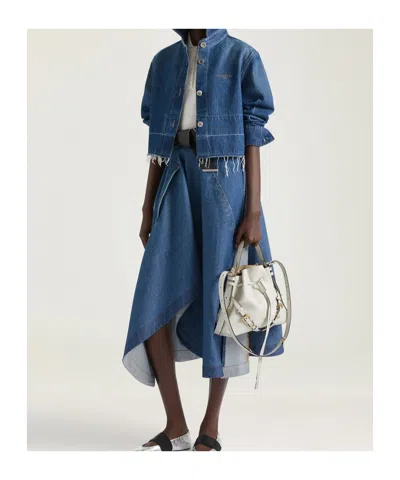 Givenchy Cropped Raw-edge Cotton Denim Jacket In Blue
