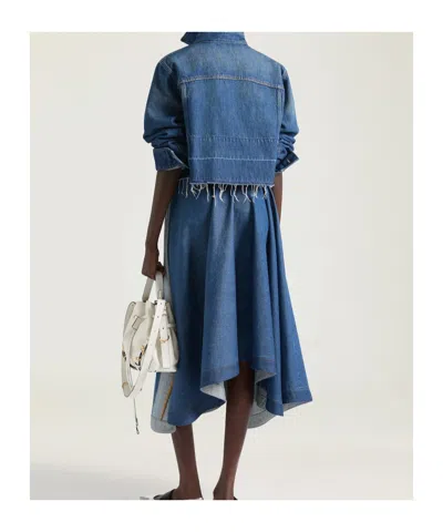Givenchy Cropped Raw-edge Cotton Denim Jacket In Blue