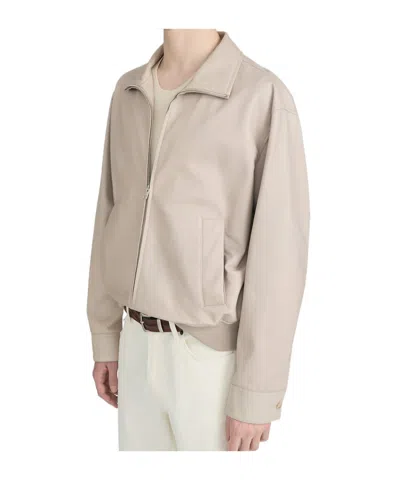 Frame Long-sleeved Leather Jacket In Brown
