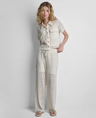 Dkny Open Stitch Button-up Shirt In White