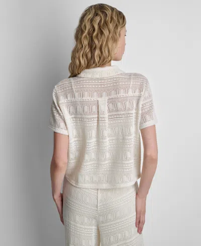 Dkny Open Stitch Button-up Shirt In White