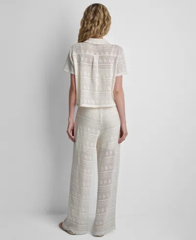 Dkny Open Stitch Button-up Shirt In White