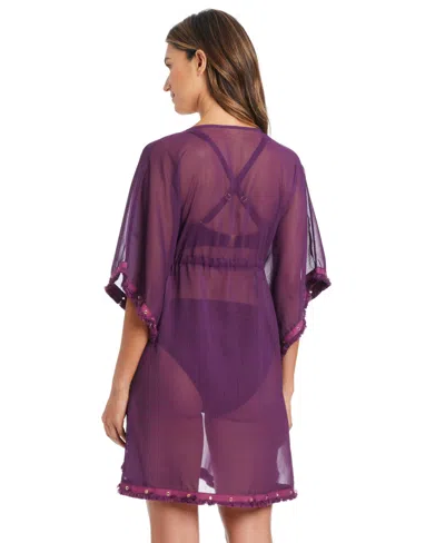 Bleu Rod Beattie Tie Front Caftan In Purple