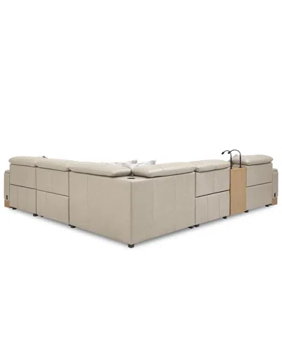 Macy's Maxyne 6-pc. Leather 3 Power L Sectional With Console In Multi