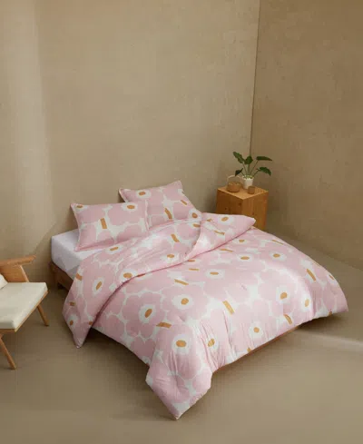 Marimekko Unikko Cotton Percale Comforter Set In Pink