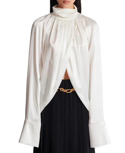 Balmain Draped Silk Blouse In White