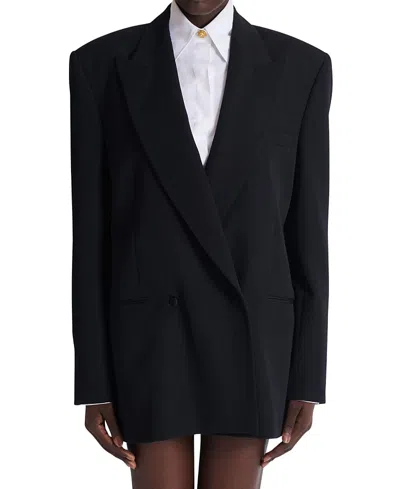 Balmain Grain-de-poudre Double-breasted Blazer In Black