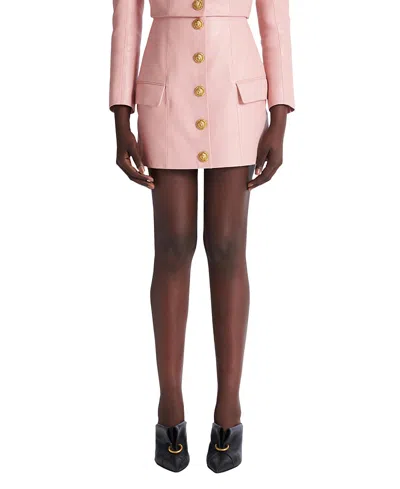 Balmain Short Lambskin Skirt With Buttons In Animal Print