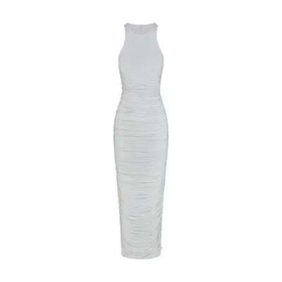 Skims Cupro Jersey Wrap Mini Dress In Silver