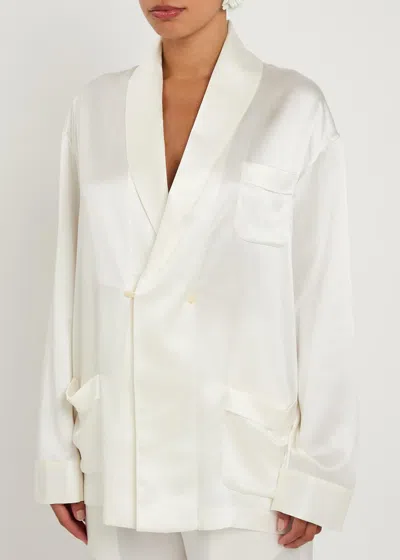 Delos Gilbert Double-breasted Silk Jacket In White