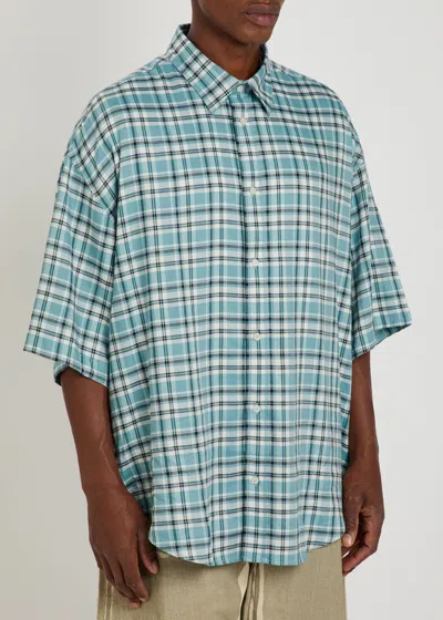 Acne Studios Oversized Checked Woven Shirt In Blue