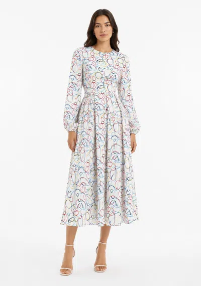 Baruni Abstract Print Midi Dress For Summer Occasions In Pattern