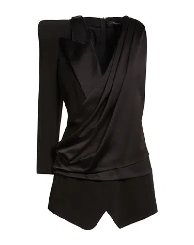Balmain Asymmetric Jacket With Structured Shoulder In Brown