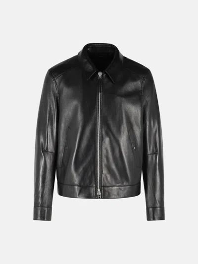 Tom Ford Leather Jacket Buttoned Cuffs Collared Front Pockets In Black