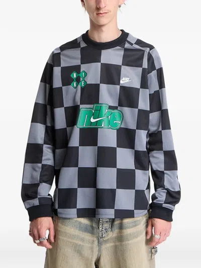 Nike Checkered Logo-print T-shirt In Black