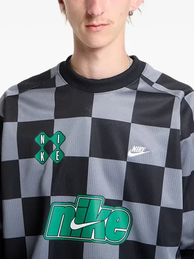 Nike Checkered Logo-print T-shirt In Black