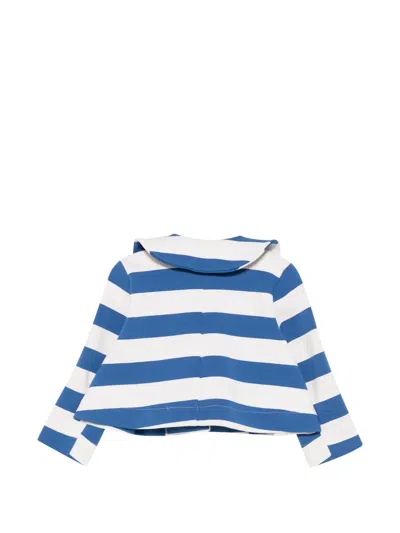 Cucù Lab Horizontal-stripe Peter Pan-collar Cotton Jacket In Multi