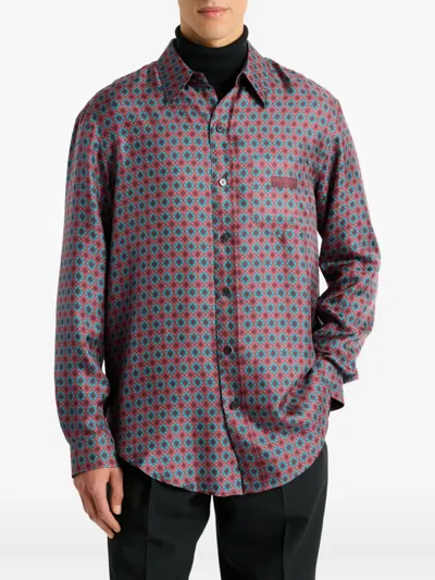 Balmain Printed Silk Shirt In Multi