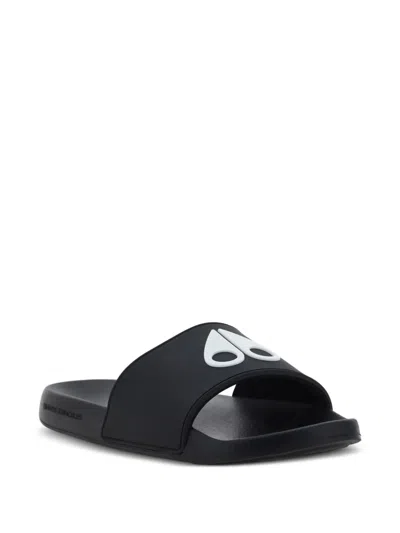 Moose Knuckles Logo Icon Sport Slides In Black