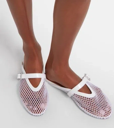 Alaïa White Mesh Mules In White