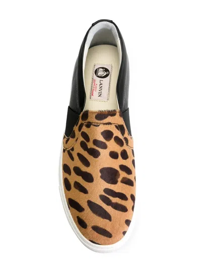 Lanvin Leopard-print Pull-on Sneakers In Multi