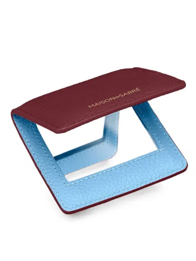 Maison De Sabre Leather Compact Mirror In Red