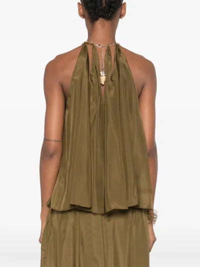 Zimmermann Womens Olive Mahon Chain Neck Silk Blouse Xl In Green