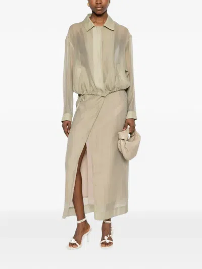 Su Drawstring-hem Shirt-style Jacket In Neutral