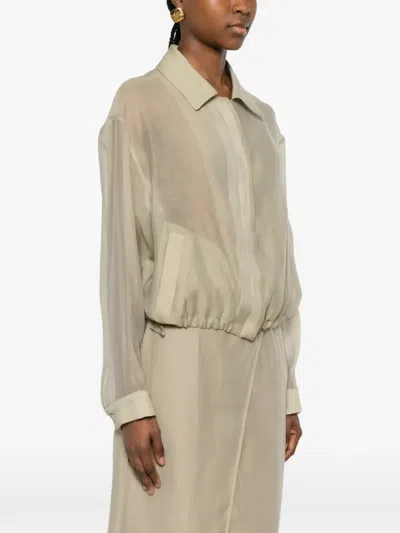 Su Drawstring-hem Shirt-style Jacket In Neutral