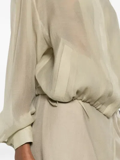 Su Drawstring-hem Shirt-style Jacket In Neutral