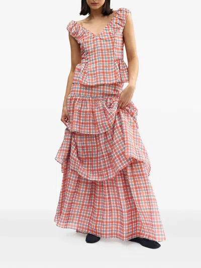 Aston Studio Romane Ruffled Peplum Blouse In Pattern