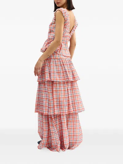 Aston Studio Romane Ruffled Peplum Blouse In Pattern