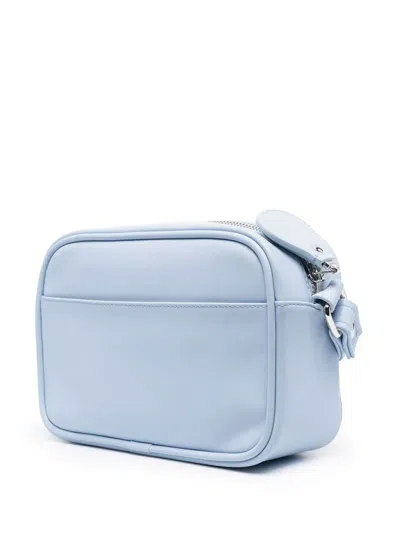 Courrèges Logo-patch Leather Crossbody Bag In Blue
