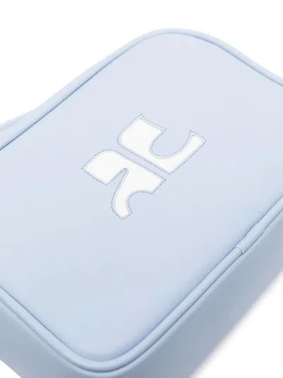 Courrèges Logo-patch Leather Crossbody Bag In Blue