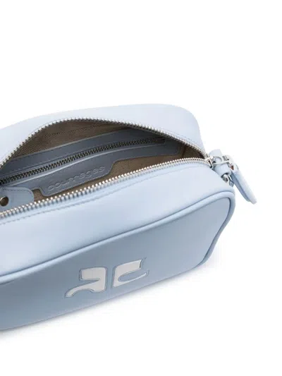 Courrèges Logo-patch Leather Crossbody Bag In Blue