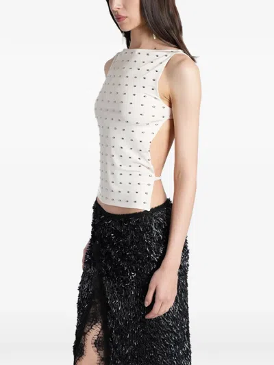 Siedres Stud-embellished Backless Top In White